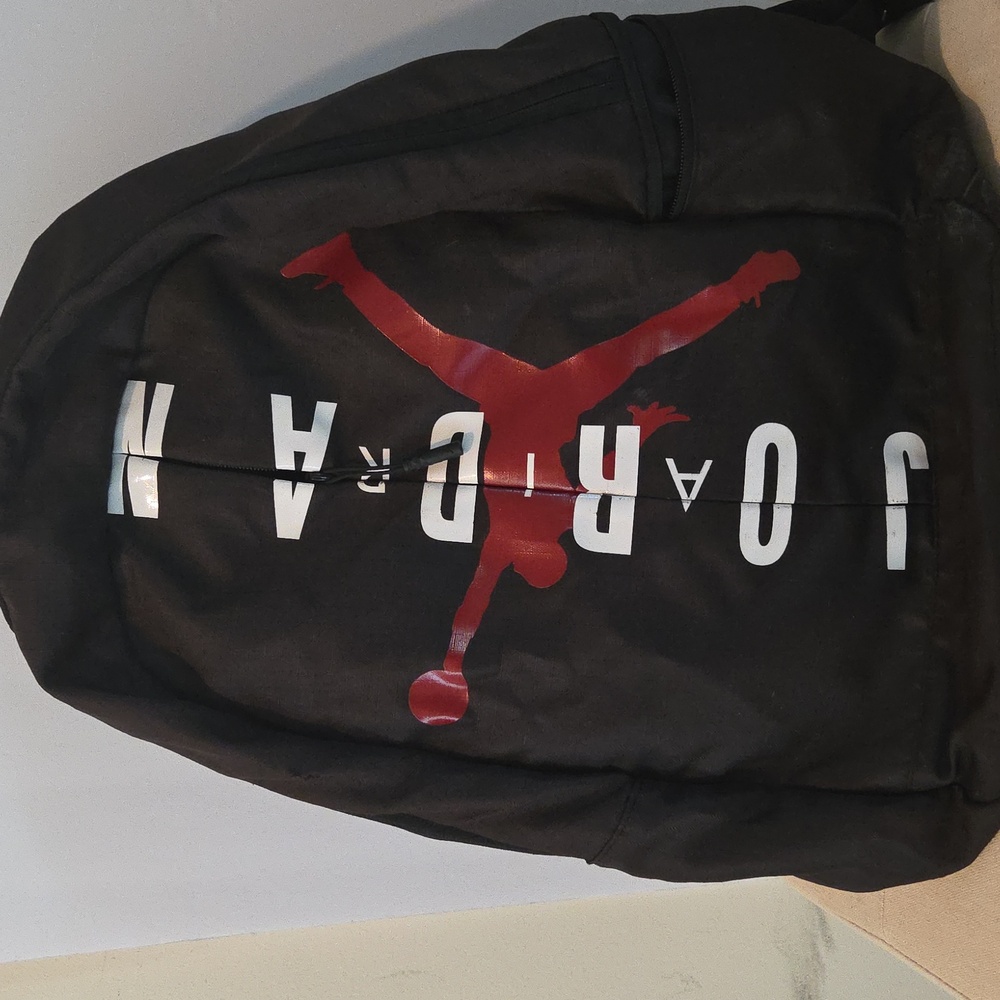 Jordan Black Backpack with Red Logo